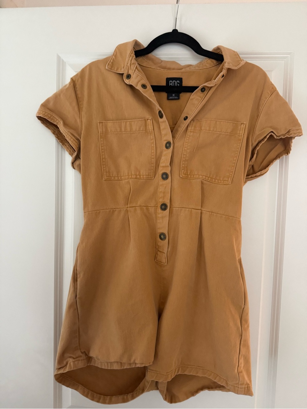 BDG Tan Short-Sleeve Romper